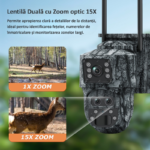Camera Vanatoare Dubla SecureHomes cu ZOOM 15x, SIM 4G, Panou Solar si baterie de 7800mAh - imagine 2