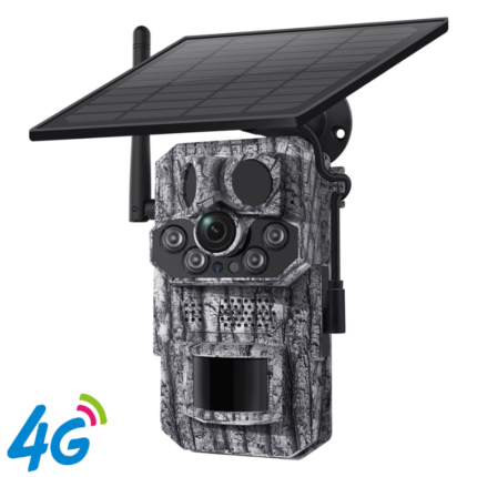 Camera de Vânătoare SecureHomes cu 3 Senzori PIR, SIM 4G, Panou Solar și baterie de 7800mAh