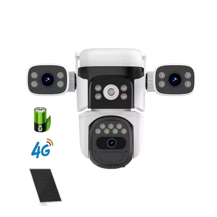 Camera supraveghere cu panou solar 4G și cartela SIM, 3 Lentile, Panou Solar 8W și baterie de 8000mAh