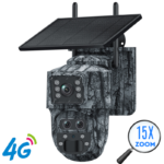 Camera Vanatoare Dubla SecureHomes cu ZOOM 15x, SIM 4G, Panou Solar si baterie de 7800mAh