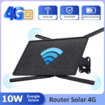 Router Wireless 4G SecureHomes, Suport Cartela SIM, cu Panou Solar 10W, Baterie 20100mAh, Acoperire 50m