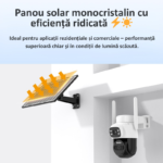 Cameră Supraveghere Duală WiFi SecureHomes cu 2 Lentile 3MP, Baterie 6000mAh, Panou Solar 8W - 4