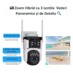 Camera Supraveghere WIFI Dubla cu 3 Lentile 2MP, Audio Bidirecțional, Detecție Umană, Zoom 10X - imagine 5