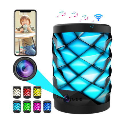 Cameră Ascunsă 3 in 1 HD, cu Lampa RGB, Boxă Bluetooth, WiFi