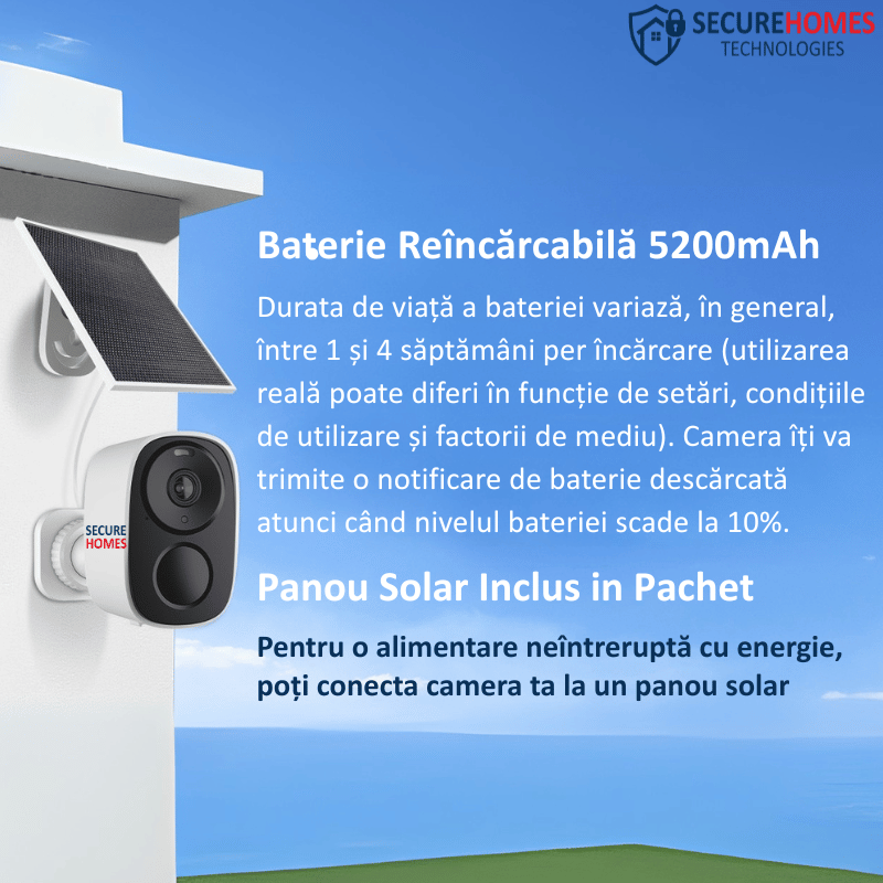 Camera Supraveghere WIFI , cu Panou solar si baterie de 5200 mAh-11