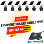 Sistem de supraveghere solar SecureHomes cu 6 camere duale wifi si router 4G