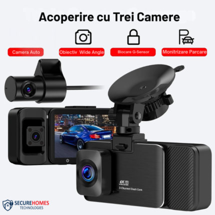 Cameră Auto WiFi 4K Față, Spate + Interior FullHD cu GPS(2)