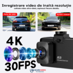 Cameră Auto WiFi 4K Față, Spate + Interior FullHD cu GPS(3)