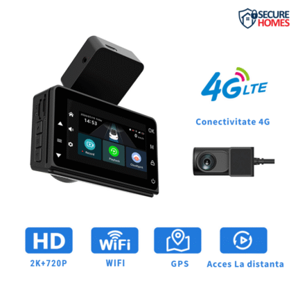 Cameră Auto 4G Față Spate 2K, GPS, Wi-Fi, Monitorizare la Distanță prin Aplicație, Cartelă SIM 6