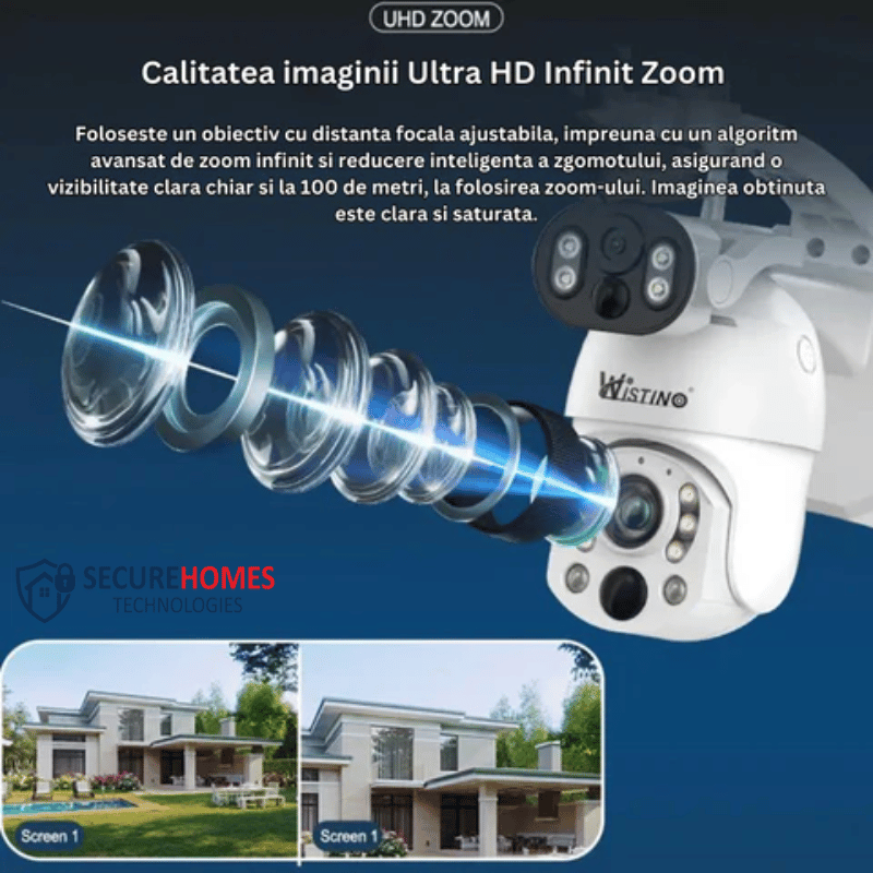Camera Supraveghere WIFI 4K Ultra HD 50X Optical ZOOM, Dual lens, Incarcare Solara Panou, Rotire Din Aplicatie, Rezistenta La Apa IP 66 (2)