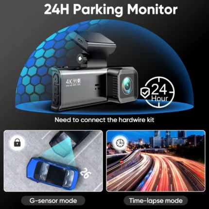 Camera auto 4K, ecran LCD + camera spate 1080P DVR WIFI, Vizionare nocturna, Senzor Sony IMX 335