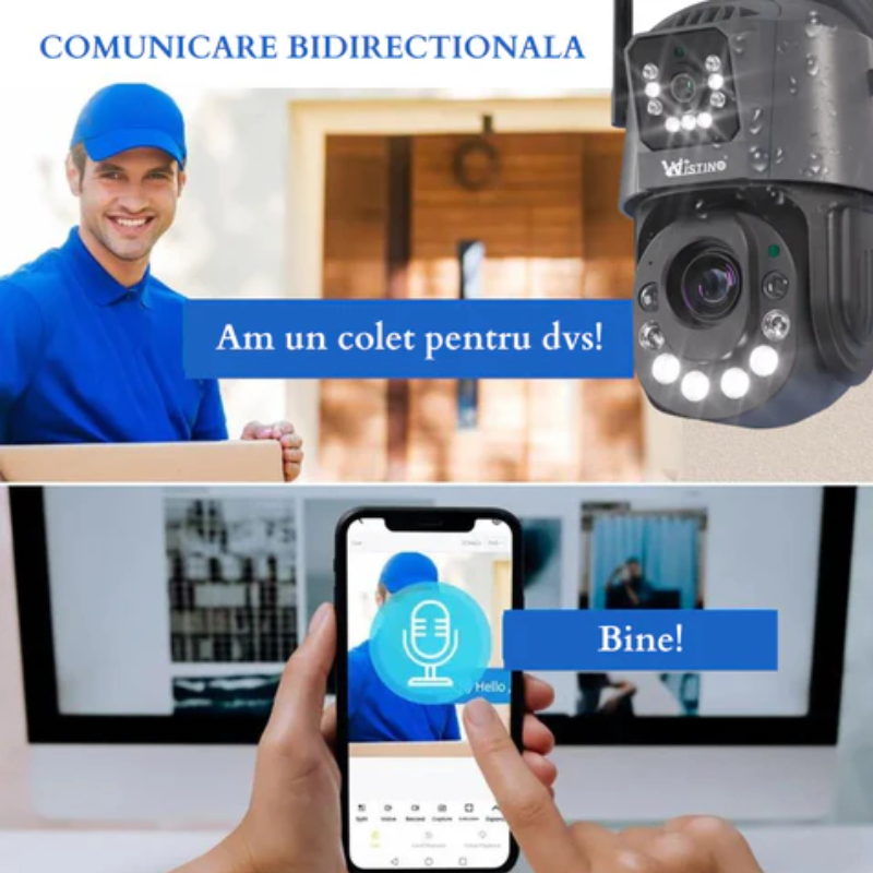 Camera de supraveghere WIFI 6K, 100X, 2 lentile, Control din aplicatie, Detectie umana, Rezistenta la apa IP66 (10)