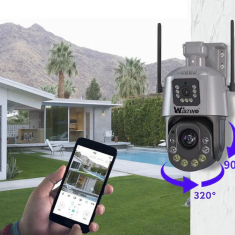 Camera de supraveghere WIFI 6K, 100X, 2 lentile, Control din aplicatie, Detectie umana, Rezistenta la apa IP66 (3)
