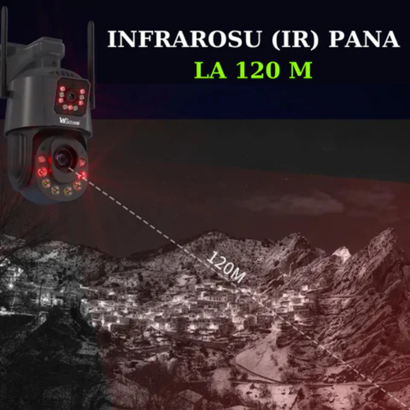 Camera de supraveghere WIFI 6K, 100X, 2 lentile, Control din aplicatie, Detectie umana, Rezistenta la apa IP66 (5)