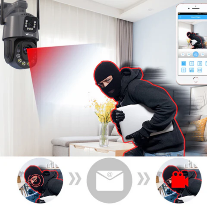 Camera de supraveghere WIFI 6K, 100X, 2 lentile, Control din aplicatie, Detectie umana, Rezistenta la apa IP66 (9)