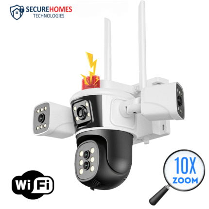 Camera de supraveghere WIFI 8K Crocodil, 16MP, Zoom 10X, 4 lentile, Control din aplicatie, Comunicare bidirectionala, Urmarire automata, Multi lens (12)