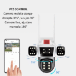 Camera de supraveghere WIFI 8K Crocodil, 16MP, Zoom 10X, 4 lentile, Control din aplicatie, Comunicare bidirectionala, Urmarire automata, Multi lens (4)