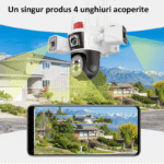 Camera de supraveghere WIFI 8K Crocodil, 16MP, Zoom 10X, 4 lentile, Control din aplicatie, Comunicare bidirectionala, Urmarire automata, Multi lens (5)