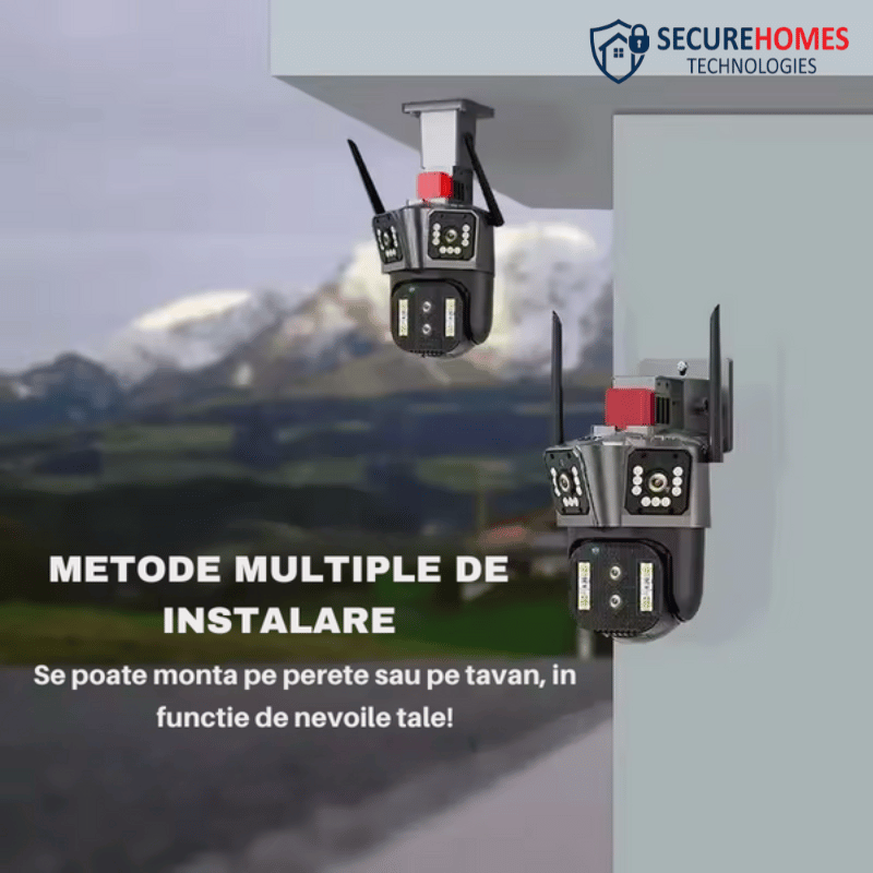 Camera de supraveghere Zoom 10X, WIFI 8K, 16MP, 4 lentile, Control din aplicatie, Comunicare bidirectionala, Urmarire automata (10)