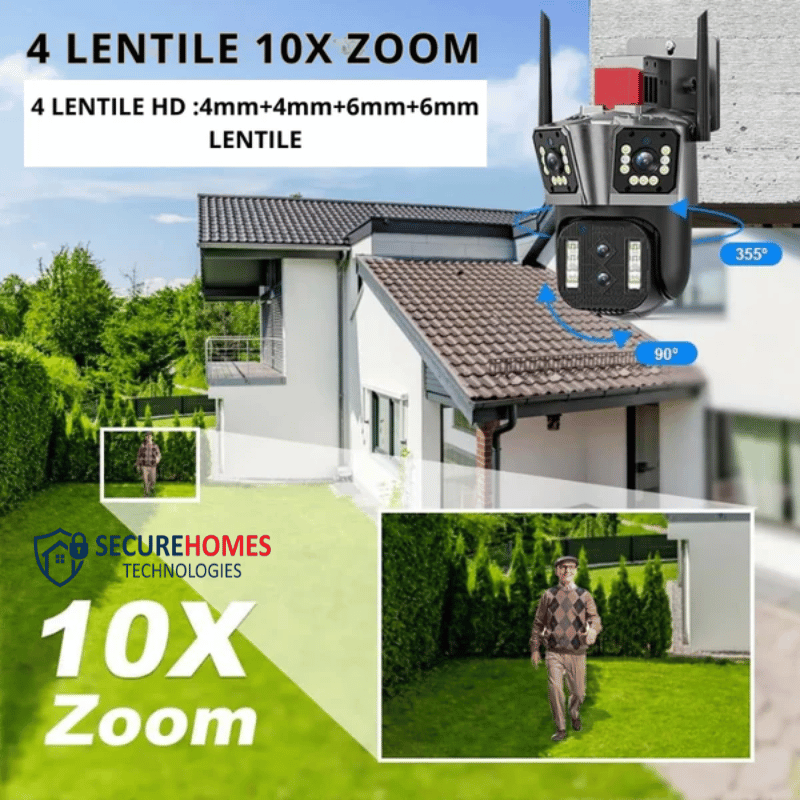 Camera supraveghere Zoom 10X WIFI 8K, 16MP, 4 lentile, Control din aplicatie, Comunicare bidirectionala, Urmarire automata (8)