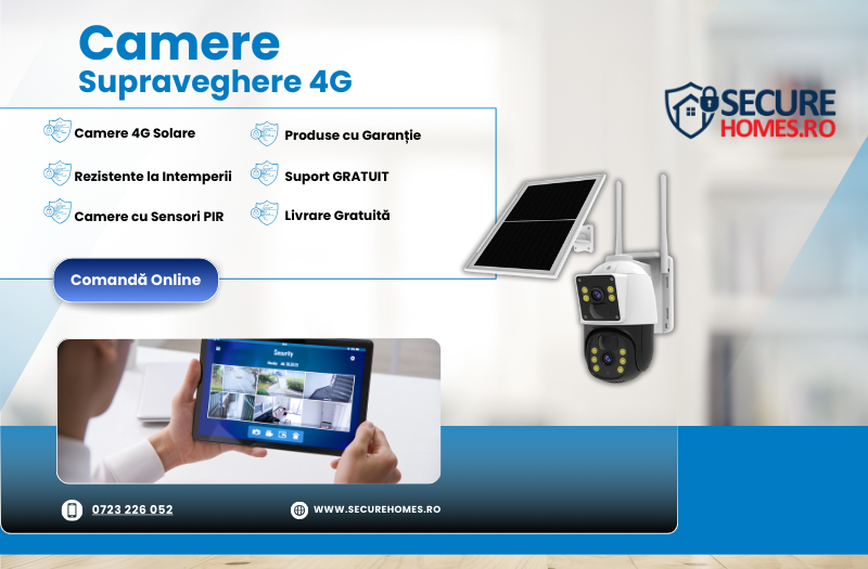 Camere de supraveghere solare 4G cu rezoluție 4K, funcționare independentă, monitorizare la distanță și imagini clare în orice condiții.