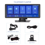 Navigație Auto CarPlay & Android Auto Wireless 10.26 Inch cu Cameră Față 4K și Cameră Spate Full HD 6