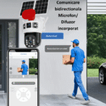 Camera include microfon și difuzor pentru comunicare directă prin aplicație. Poți vorbi cu persoanele aflate în fața camerei în timp real. Utilă pentru interacțiuni cu vizitatori sau curieri.