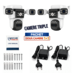 Pachet 2 Camere Supraveghere WIFI Triple SecureHomes cu 3 Lentile Full HD