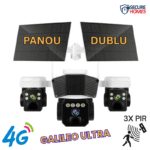 Camera Supraveghere Solara 4G Galileo Tiple Lens, 3 Llentile, 3 Senzori PIR, Baterie 12000mAh, Viziune Nocturna Aplicatie O-KAM Pro