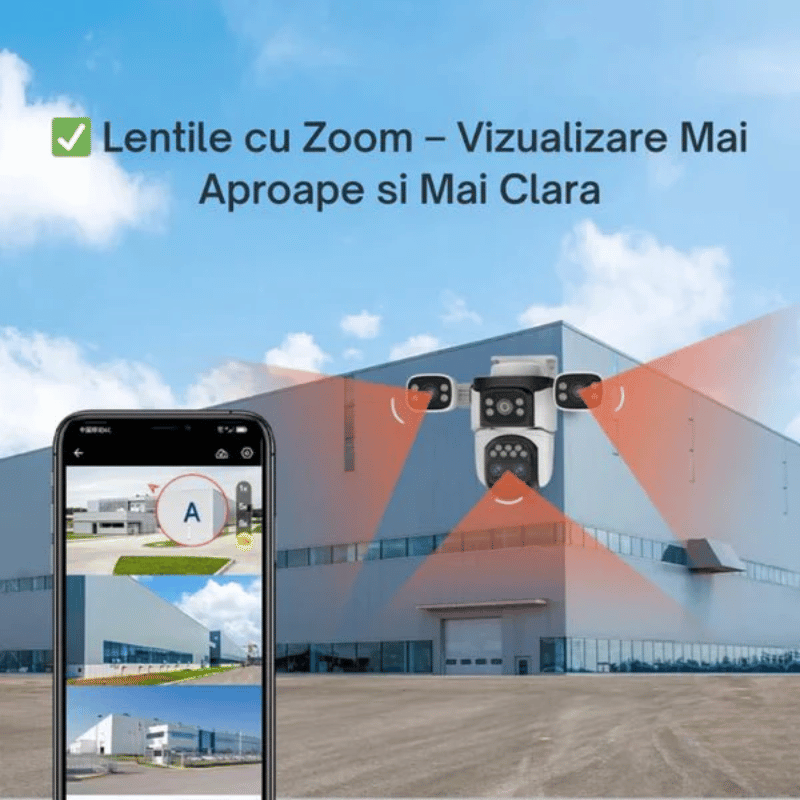 Camera Supraveghere 4G Tripla 16MP – Zoom 10X, Vedere Nocturna Color, Audio Bidirectional, Detectie Miscare si Urmarire Automata, Multi lens (6)