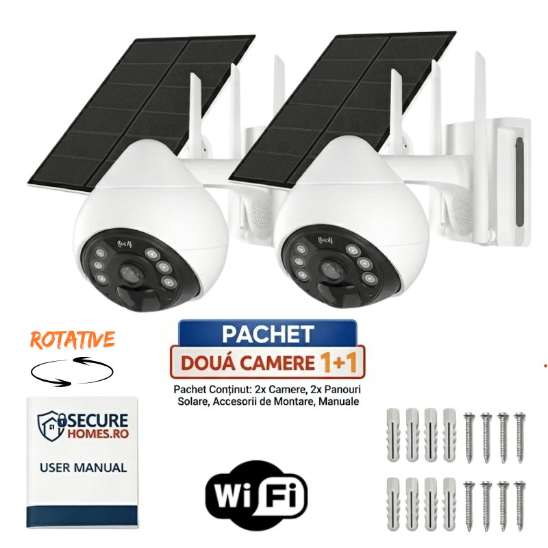 Camera supraveghere WiFi Solara de 3MP, Baterie 10.000 mA Camera supraveghere WiFi Solara de 3MP, Baterie 10.000 mA