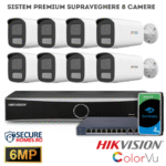 Sistem Premium 8 Camere de supraveghere Hikvision IP, PoE, 6MP, Dual Light, microfon, NVR 8 canale AcuSense, HDD 4TB Inclus (5)1