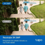 Camera supraveghere wireless IP WiFi PT TP-Link Starlight TAPO C530WS, 5 MP, IR/lumina alba 30 m, microfon si difuzor, slot card, control prin aplicatie, detectie smart, sirena, 360 grade, motion tracking - imagine 8