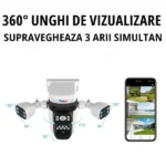 Pachet 2 Buc Camera de supraveghere Crocodil WIFI 12MP cu panou solar, 4 lentile, zoom 10x, comunicare bidirectionala, senzor detectie PIR, viziune nocturna - imagine 2