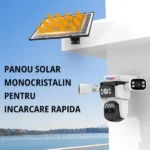 Pachet 2 Buc Camera de supraveghere Crocodil WIFI 12MP cu panou solar, 4 lentile, zoom 10x, comunicare bidirectionala, senzor detectie PIR, viziune nocturna - imagine 5