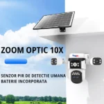 Pachet 2 Buc Camera de supraveghere Crocodil WIFI 12MP cu panou solar, 4 lentile, zoom 10x, comunicare bidirectionala, senzor detectie PIR, viziune nocturna - imagine 3