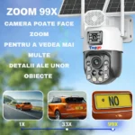 Camera Supravghere Panou Solar Dublu, 4k, Zoom 99X, Conexiune eSIM/4G, Inregistrare AOV, Full Color Noaptea, App HiEasy - imagine 3