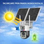 Camera Supravghere Panou Solar Dublu, 4k, Zoom 99X, Conexiune eSIM/4G, Inregistrare AOV, Full Color Noaptea, App HiEasy