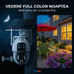 Camera Supraveghere cu Panou Solar, Conexiune 4G/eSIM , Rezolutie 8MP, AOV, Full Color Noaptea, 2 lentile, App HiEasy - imagine 7
