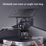 Camera Dubla SecureHomes, 4G, AOV, Detectie Miscare, cu panou solar 10W, Baterie 20100MAH, IP66 - imagine 2