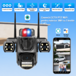 Cameră de supraveghere WiFi cu 3 lentile, 9MP și monitorizare panoramică, detecție umană AI, urmărire automată, vedere nocturnă Full Color, audio bidirecțional și MicroSD 256GB - imagine 2