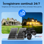 Camera cu 5 lentile SecureHomes, SIM 4G, AOV, Detectie Miscare, Zoom 10X, cu Panou Solar 12W, Baterie 20100 MAH, IP66 - imagine 3