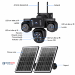 Camera cu 5 lentile SecureHomes, SIM 4G, AOV, Detectie Miscare, Zoom 10X, cu Panou Solar 12W, Baterie 20100 MAH, IP66 - imagine 4