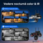 Camera cu 5 lentile SecureHomes, SIM 4G, AOV, Detectie Miscare, Zoom 10X, cu Panou Solar 12W, Baterie 20100 MAH, IP66 - imagine 5