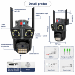 Cameră de supraveghere WiFi PTZ 12MP cu 3 lentile și 3 ecrane, control din aplicație, detecție umană, urmărire automată și vedere nocturnă color - imagine 5