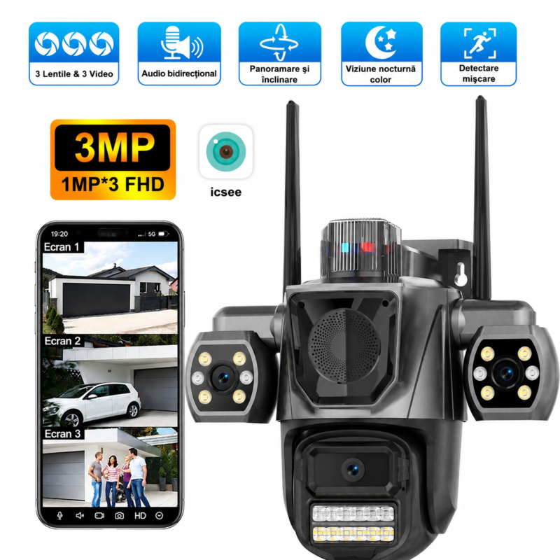 camera wifi cu 3 lentile ICSEE