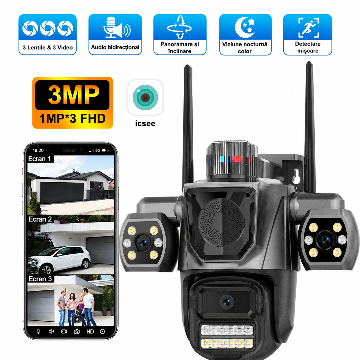 camera wifi cu 3 lentile ICSEE camera wifi cu 3 lentile ICSEE