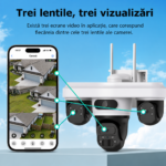 Camera cu 3 Lentile, SecureHomes, SIM 4G, 9MP, AOV, Detectie Miscare, Panou Solar 12W, Baterie 20100 MAH, IP66 - imagine 4