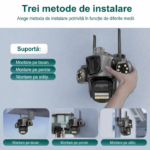 Cameră de supraveghere WiFi cu 3 lentile, 9MP și monitorizare panoramică, detecție umană AI, urmărire automată, vedere nocturnă Full Color, audio bidirecțional și MicroSD 256GB - imagine 3