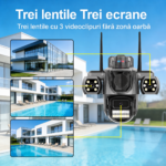 Cameră de supraveghere WiFi cu 3 lentile, 9MP și monitorizare panoramică, detecție umană AI, urmărire automată, vedere nocturnă Full Color, audio bidirecțional și MicroSD 256GB - imagine 4